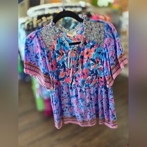 Umgee Multicolor Floral Blouse